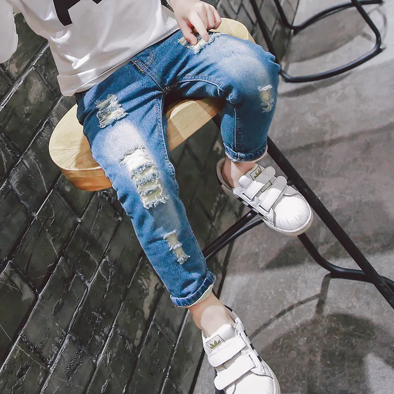 Новое поступление 2017 детские джинсовые брюки для мальчиков осенние с