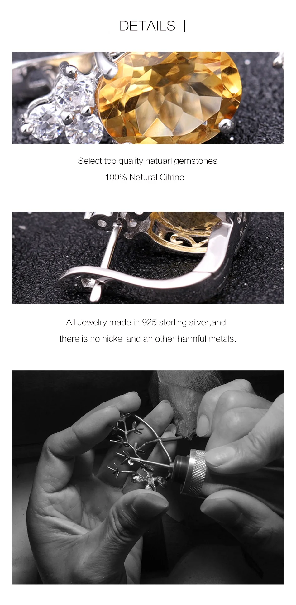 GEM'S балетные драгоценные камни 5.21Ct натуральный цитрин серьги-гвоздики чистый твердый подлинный 925 пробы серебряный бренд для женщин хорошее ювелирное изделие подарок