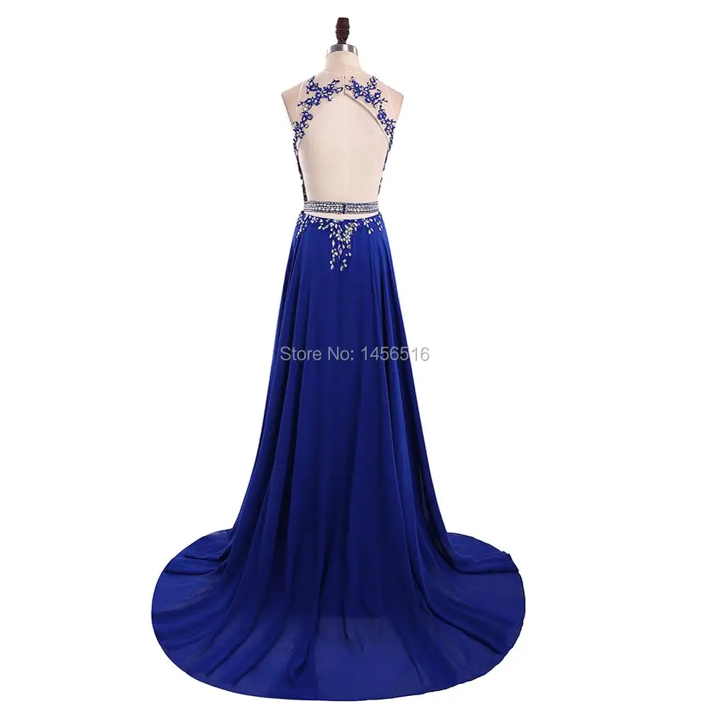 1191 W vestido de festa longo отделанное бисером блестящее ярко синий длинный Пром