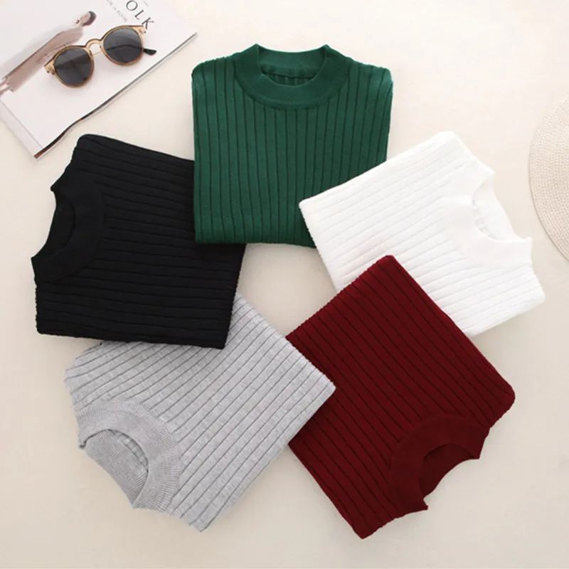OLOME 2019 Autumn Winter Solid Knitted Base Sweater Pullovers Women Jumper Short Sleeve Female Tricot Pull Femme Tops Sweaters | Женская