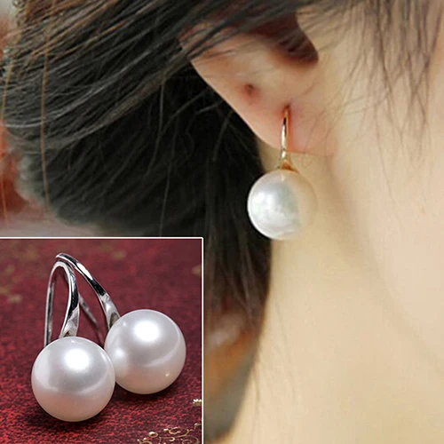 Hot Women Imitation Pearls Ball Hook Earrings Eardrops Bridal Wedding Party Jewelry 6Y9G 7FIB BEIX | Украшения и аксессуары