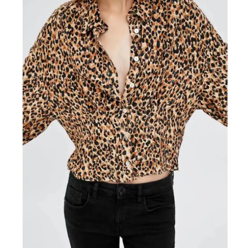 Blusas mujer de moda 2018 шифоновые блузки женские топы и повседневные блузы леопардовая