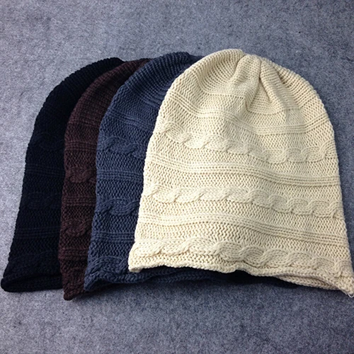 Горячая Новый стиль Мужская Женская в полоску твист вязать мешковатые Шапка-бини