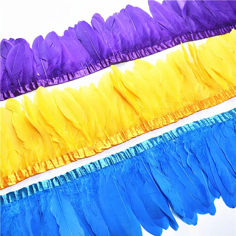Top High quality Natural dyeing Real Goose Feather Trims 2 Meter/lot DIY for Dress Skirt Cloth Belt decorative Clothing Plumes |