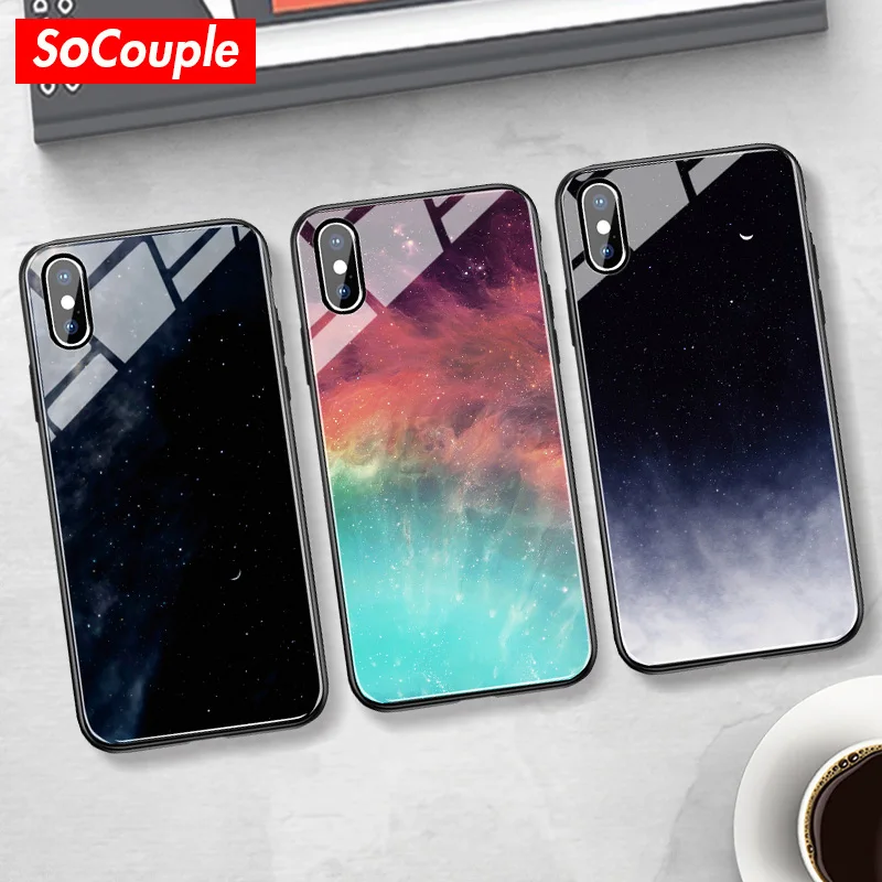 Стеклянный чехол SoCouple для iphone 7 8 6 6s plus SE со звездами и космосом 11 12 Pro Xs max XR