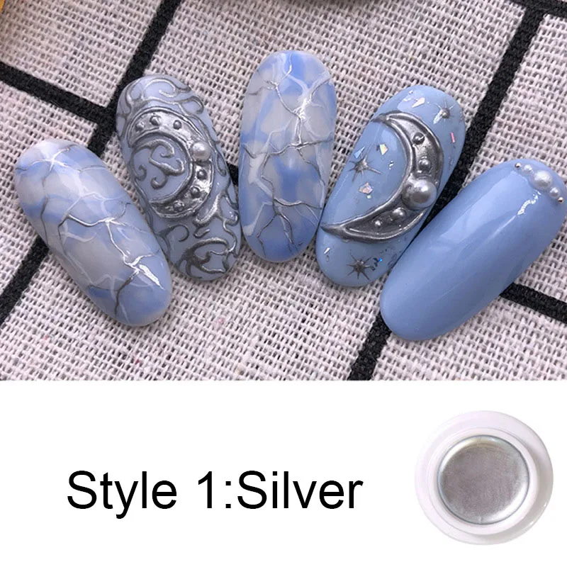 Style 1 Silver 6 цветов металлический эффект Гель-лак для ногтей рисунок Штамповка ногтей цветной УФ светодиодный гель маникюрный лак длительного действия Гель-лак - Цвет: Style 1 Silver