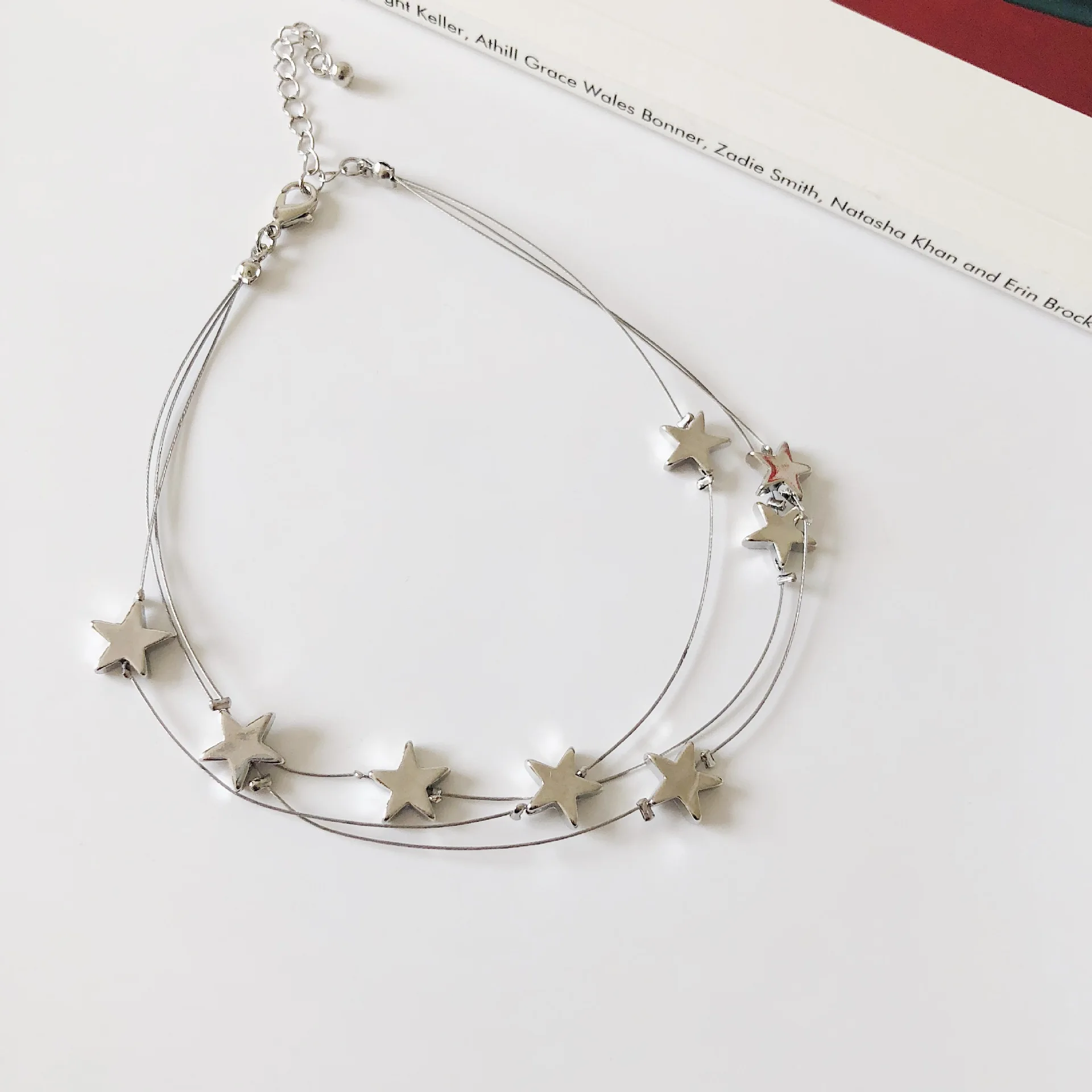 Женское колье-чокер с двойной звездой простое корейское ожерелье в подарок 2019 |