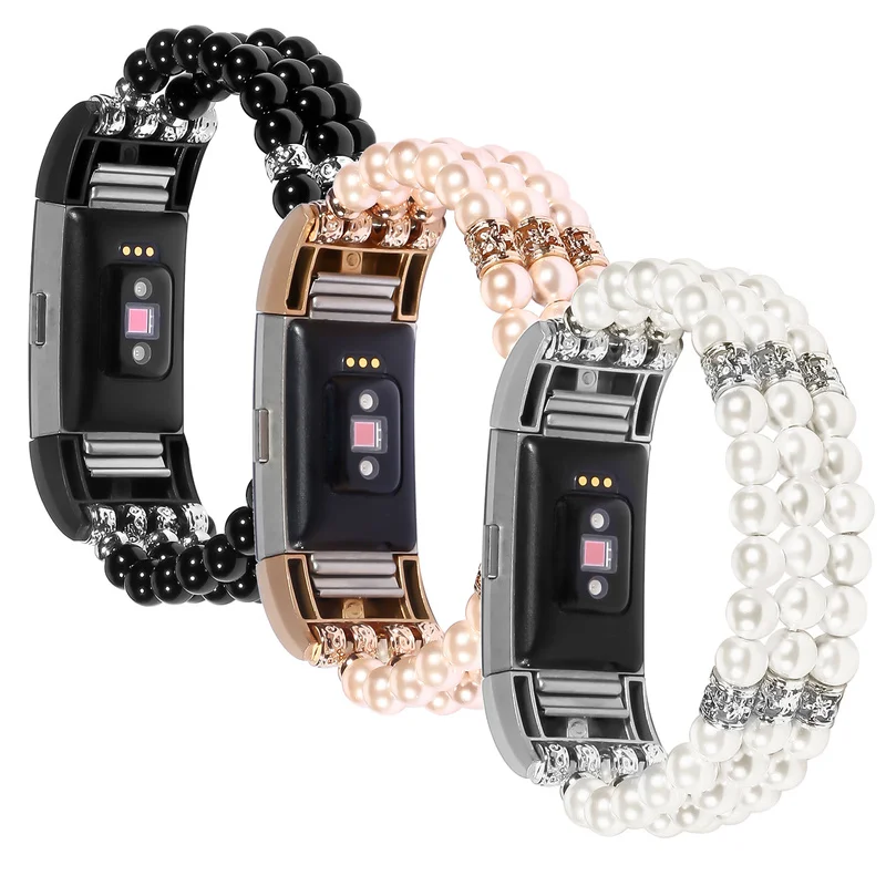 Роскошный перламутровый растягивающийся ремешок для Fitbit Charge 2 Смарт часы с