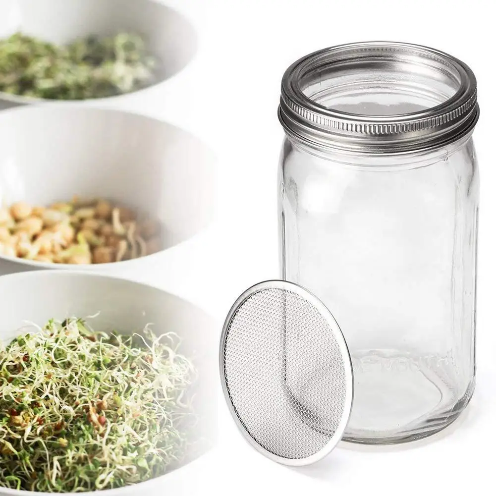 Mason Jar Проращивание крышки набор проращивания Jar крышка с 2 Упаковка, нержавеющая сталь Проращивание подставки для широкого рта банки Mason Прямая поставка