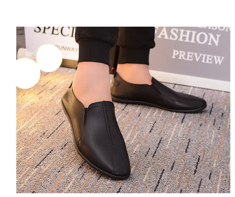 2019 New Solid Color Men's Feet Bean Beans Round Head Flat With Casual Waterproof Soft Bottom | Обувь