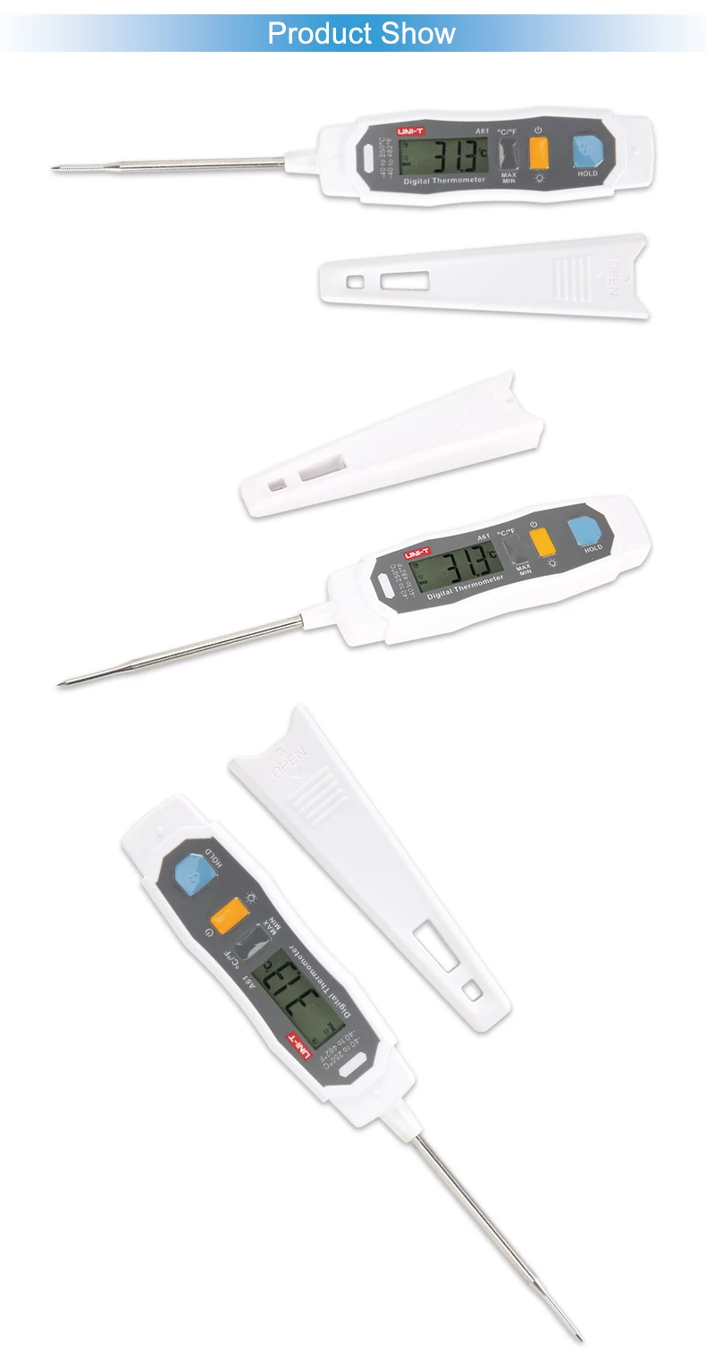 UNI-T, цифровой зонд, термометр для духовки, A61, светодиодный индикатор, измеритель температуры воды, масла, зонд для приготовления пищи, кухни, барбекю