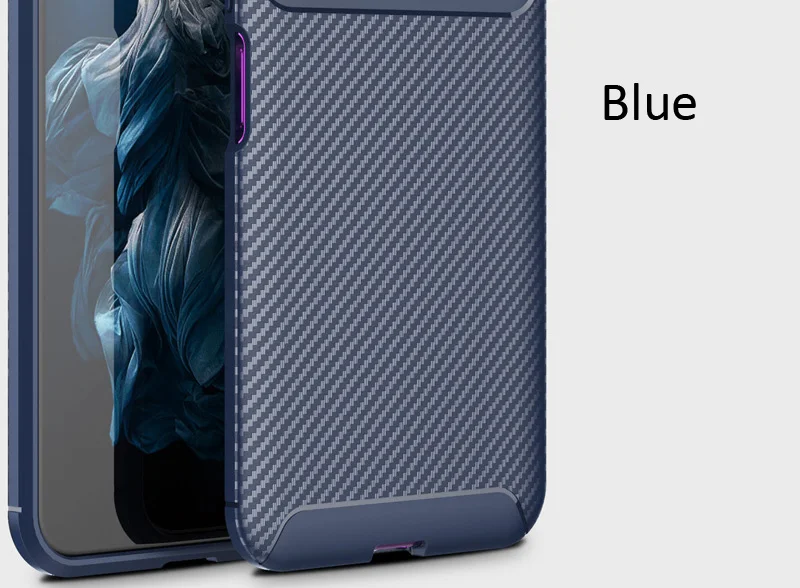 Blue Чехол из углеродного волокна для huawei Honor 20 Pro View 20, ТПУ, силиконовая Матовая защитная накладка из волоконной ткани - Цвет: Blue