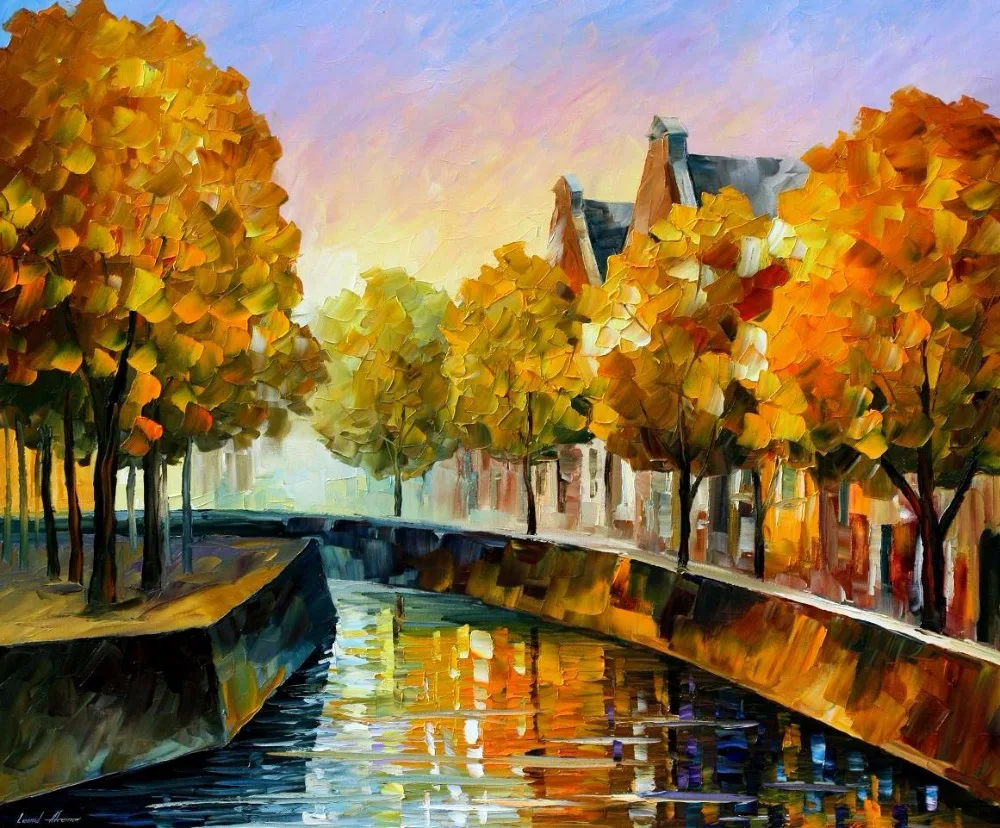 

Painting for sale Colorful oil paintings Canvas fall in amsterdam Abstract Modern Wall Art Home Decor High quality Handpainted