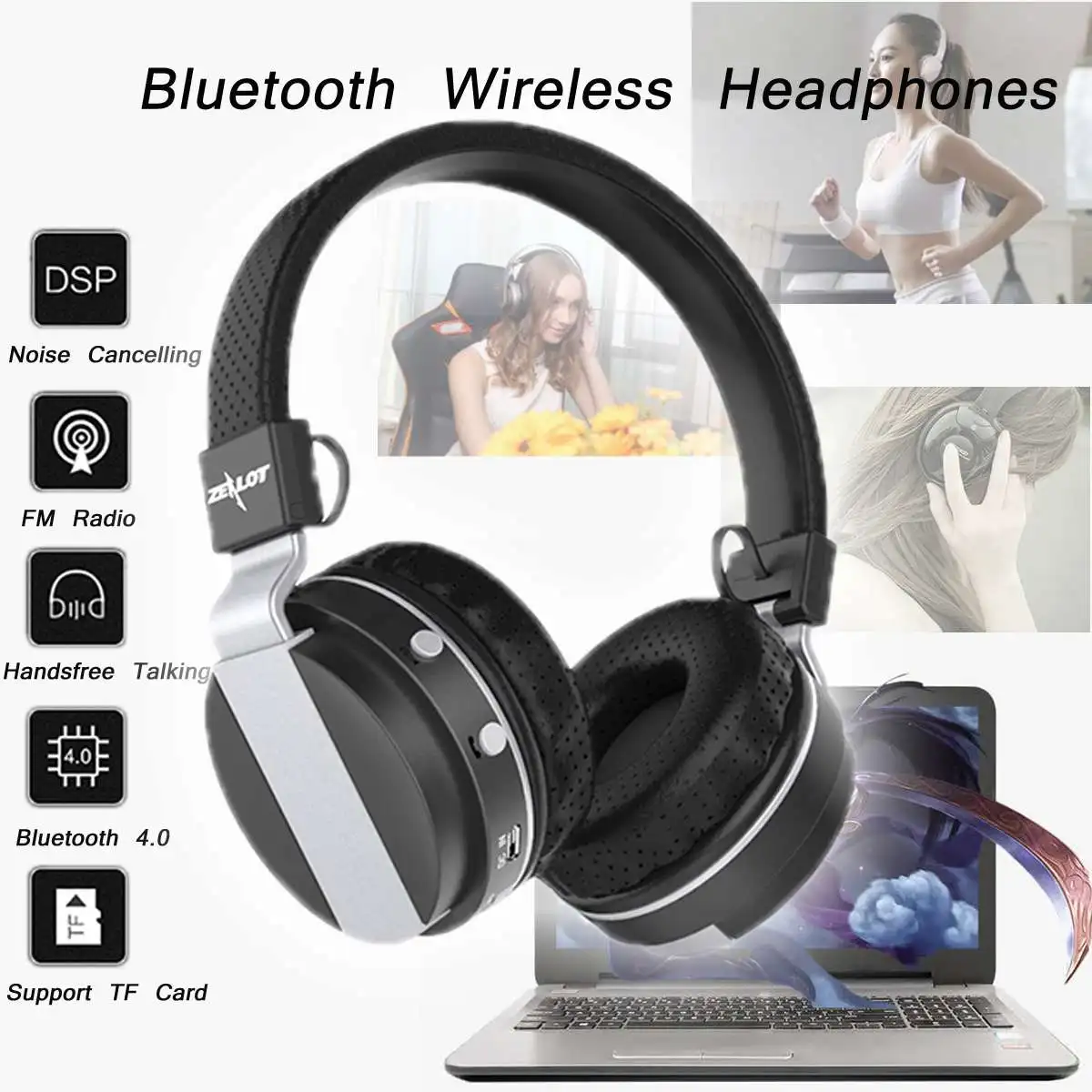 Zealot B17 складные Беспроводные стереонаушники bluetooth с шумоподавлением и слотом для