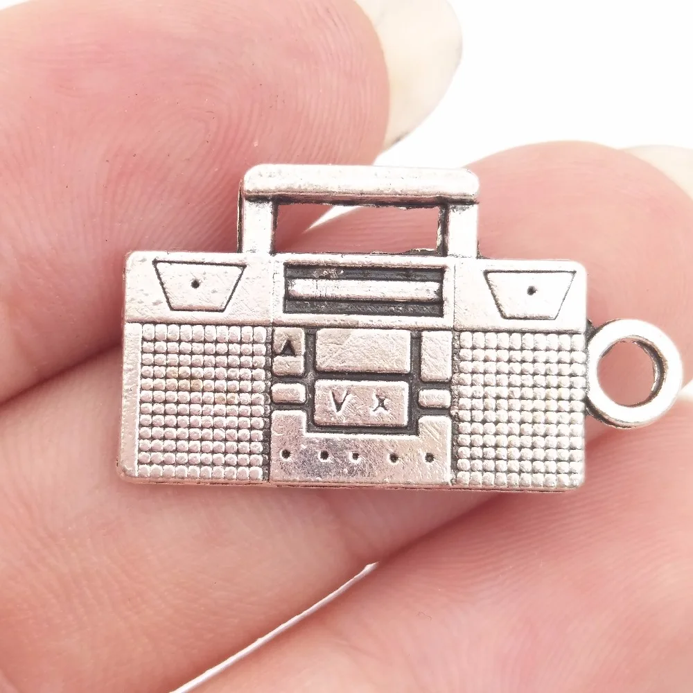 BULK 30 Zinc Alloy Boombox Radio Charms Antique Silver Plated Classc Collection DIY Bracelet Jewelry Making 13*23mm 1.8g | Украшения и