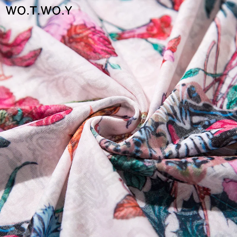 WOTWOY летние футболки с цветочным принтом женские круглым вырезом и коротким