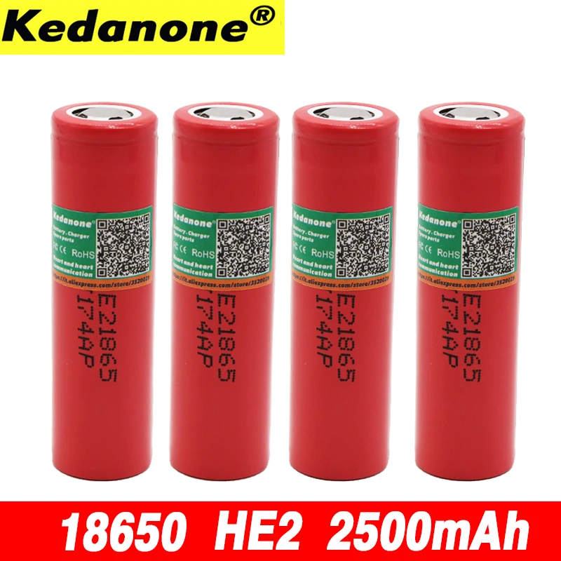 100% оригинальный 18650 he2 3 6 V Батарея 2500 мА/ч 20A Перезаряжаемые HE2