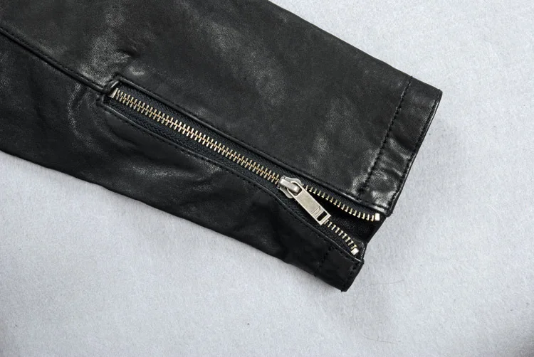 100% овчина 2014 модная мужская мотоциклетная куртка черная растительного дубления