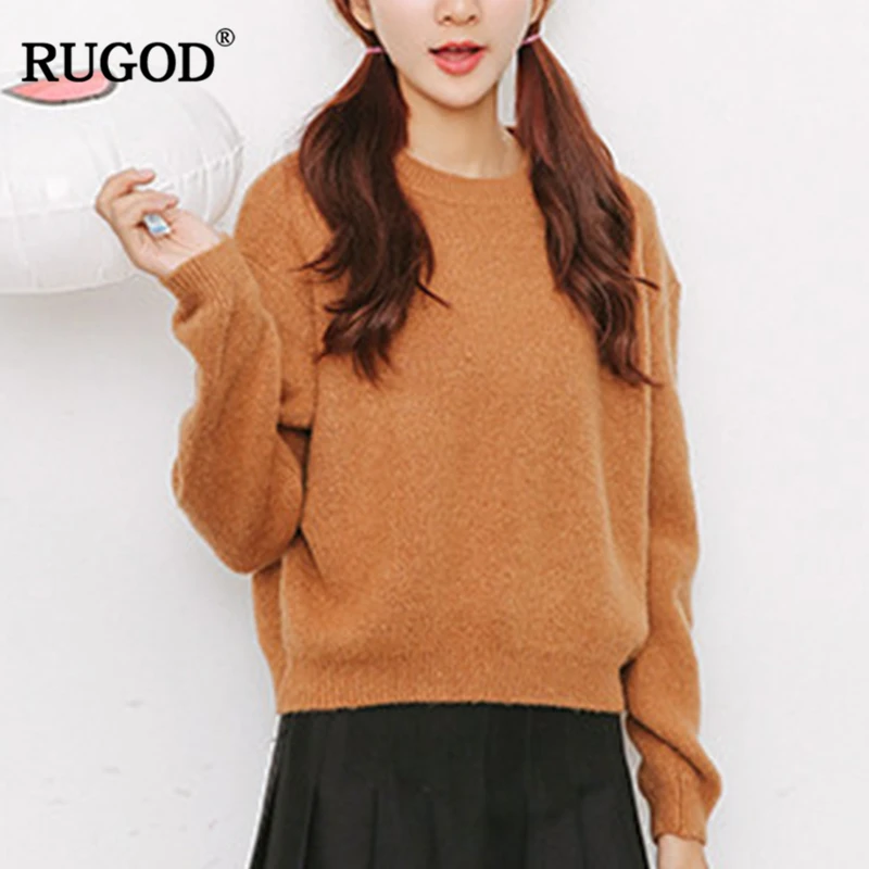 RUGOD 2018 Новый осень-зима модный свитер с круглым вырезом и длинными рукавами Famele