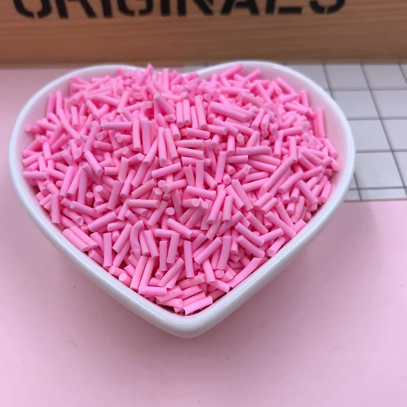 long pink Октября посыпать! 100 г/лот, самый популярный товар, большой размер, цветная глина для рукоделия, украшения для телефона, DIY(около 5-6 мм - Цвет: long pink