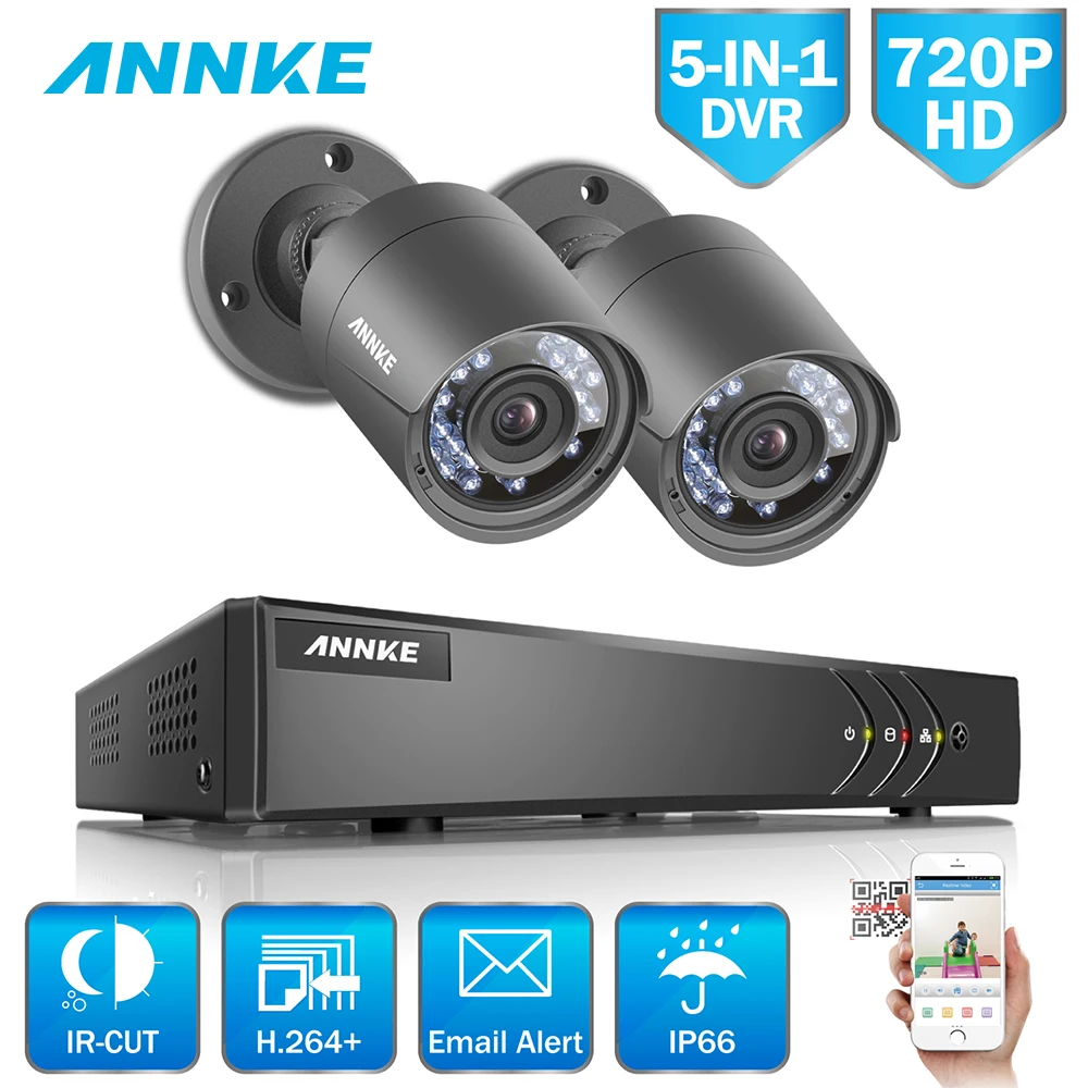 ANNKE 4CH 720 P 5in1 1080N DVR 2 шт. 1500TVL Открытый ИК День камера наблюдения ночного видения