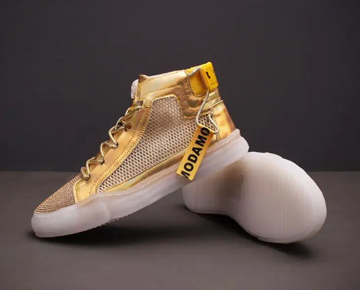 Summer FASHION Men's Designer Charming rhinestone Shoes Loafers Platform Casual Flats Shoes Male Homecoming Dress Prom shoes