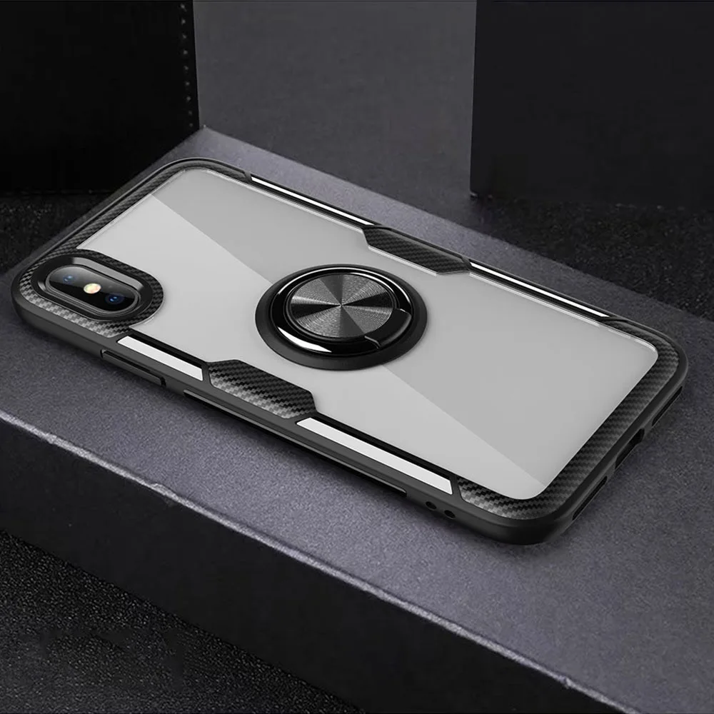 Чехол KISS с кольцом на палец, чехол для телефона для Xiao mi Red mi Note7, чехол для телефона Note5, чехол для телефона Xiaomi mi 8 mi 9 9SE, прозрачный чехол - Цвет: Черный