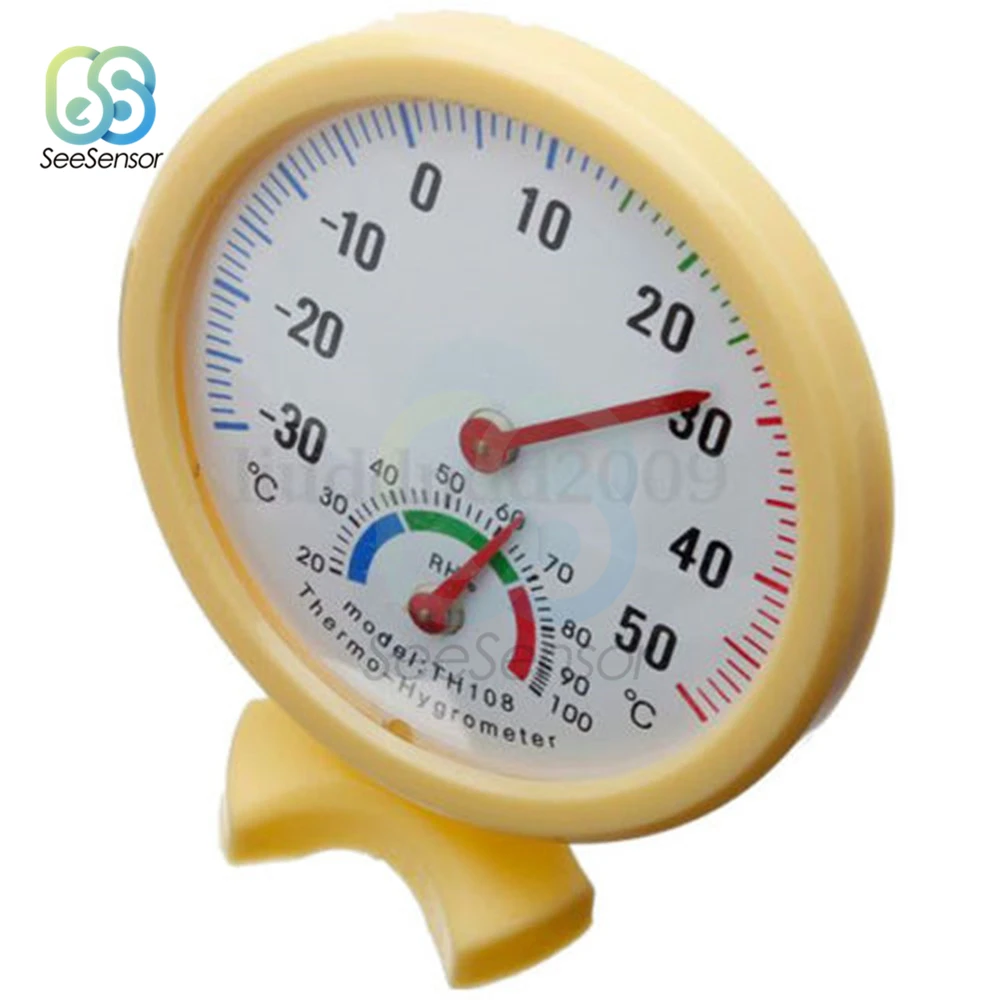 Мини Термометр Гигрометр с круглыми часами TH108|Приборы для измерения