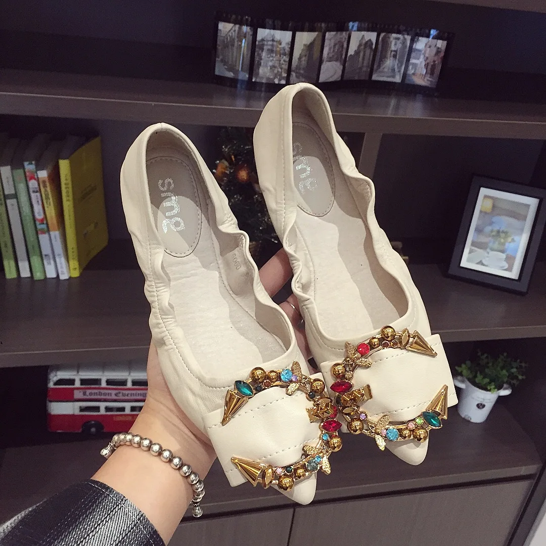 Женская Повседневная обувь балетки на плоской подошве со стразами женская