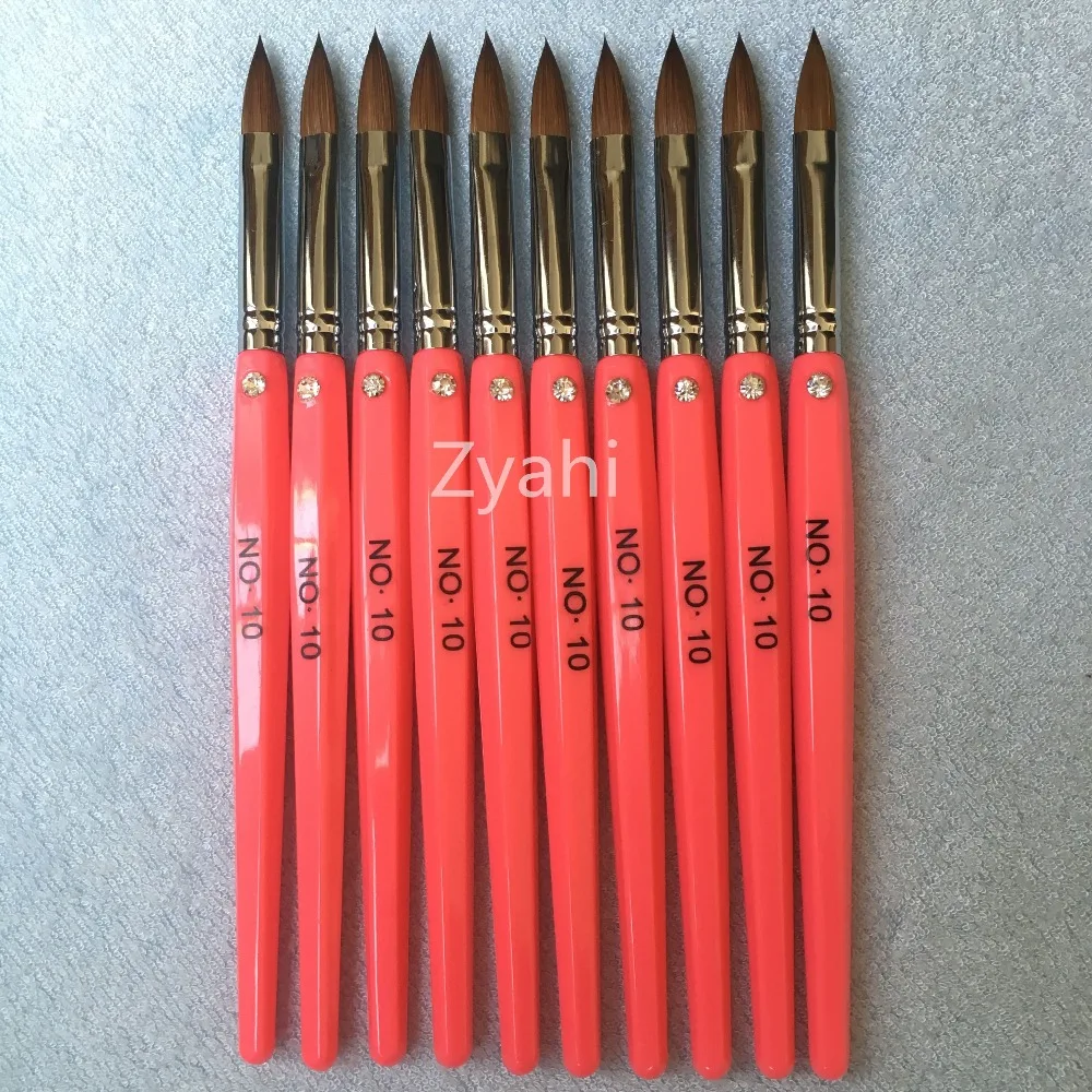 2018 Кисть для ногтей оптовая продажа Розовая Акриловая овальная острая 8 #10 #12