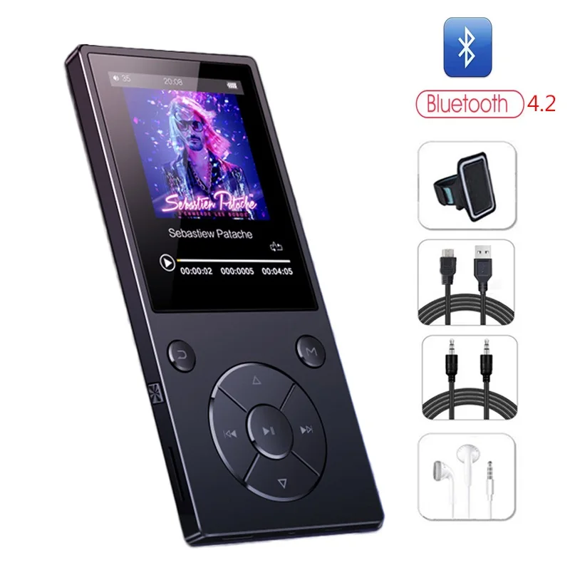 Bluetooth 8G/16G MP3-плеер с 2,4 дюймовым экраном музыкальный плеер с FM электронной книгой часы данные видео микрофон динамик Спорт Walkman, sd-карта - Цвет: C11-full-set-black