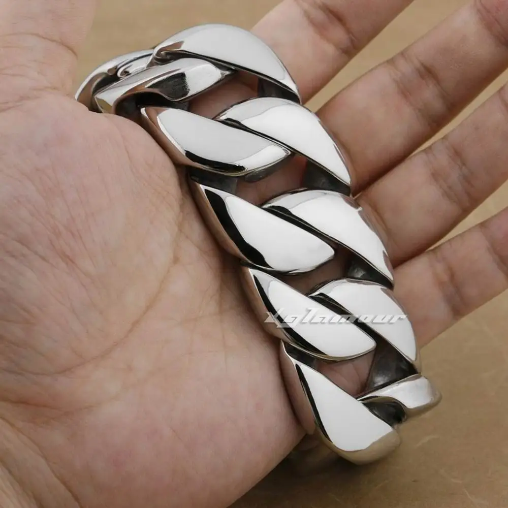 

6 Lenghts Huge & Heavy 316L Stainless Steel Mens Biker Bracelet 5C004