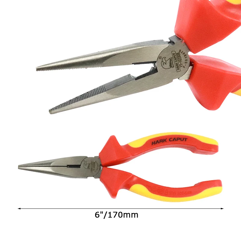 Long Nose Pliers " /150 мм VDE изоляционные плоскогубцы, комбинированные кусачки, инструмент для зачистки проводов, обжимной инструмент, резак для проводов, мульти электрик, ручные инструменты - Цвет: Long Nose Pliers