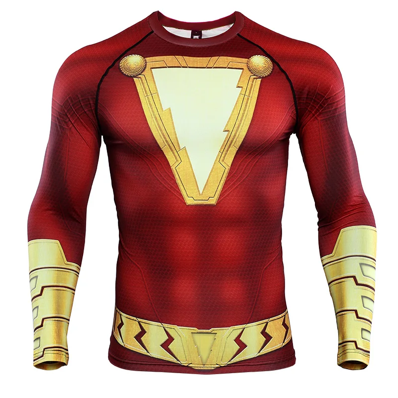 Фото Мужские футболки с 3D принтом Thunder Shazam компрессионные новинка 2019 костюм для Мужские футболки с 3D принтом Thunder Shazam компрессионные новинка 2019 костюм для