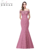 elegant evening dresses crystal beaded red royal blue lace mermaid long 2020 prom dress cocktail party gown women robe desoiree