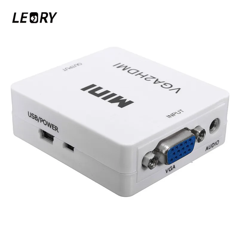 LEORY портативный мини 1080P VGA к HDMI аудио видео конвертер коробка адаптер для HDTV ПК