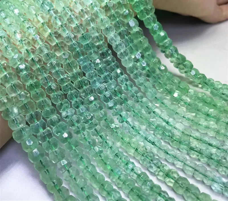 

loose beads green fluorite roundel faceted 14inch for DIY jewelry making FPPJ wholesale beads nature