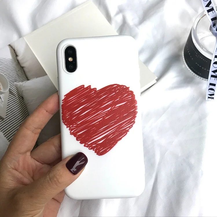 Lover Simple Heart Cases For Iphonex 7 PLUS 6 6S 8 Mobile Phone Case Soft Silicone Tpu Back Covers Iphone6 plus Funda |