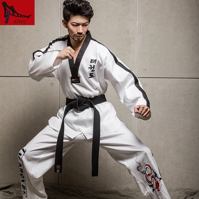 Боевые искусства TKD Tae Kwon Do Корея с V образным вырезом взрослая форма для тхэквондо