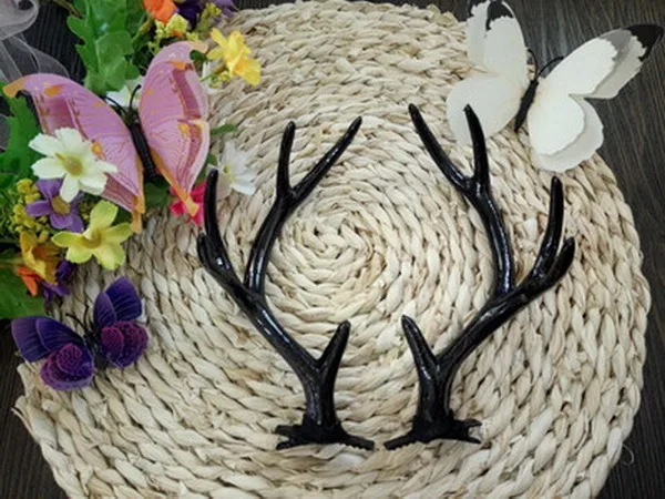 17cm hair clip Обруч с оленьими рогами с оленьи рога для женщин Рождественская вечеринка украшения поставки Рождественский подарок Женская головная повязка - Цвет: 17cm hair clip
