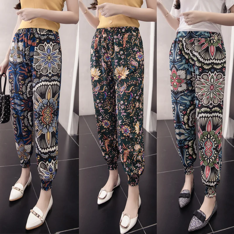 Брюки-султанки женские средней длины повседневные свободные брюки до щиколотки