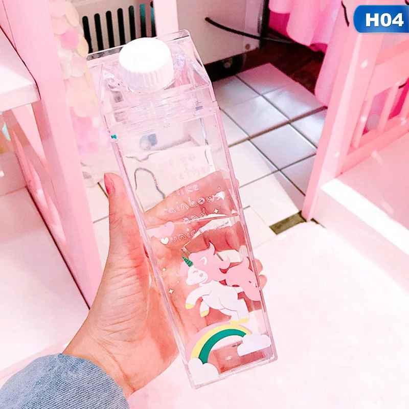 Портативная бутылка для воды розовая свинка Сакура мультяшный Радужный Единорог принт Спортивная Питьевая чашка для дом Школа Офис чашки для молока кофе