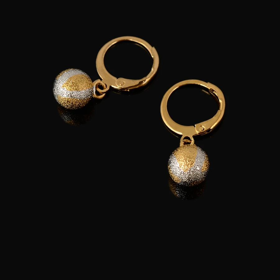 Два Цвета Круглый Шар Ожерелье цепи Серьги Ювелирные Изделия Золото Серебро Цвет