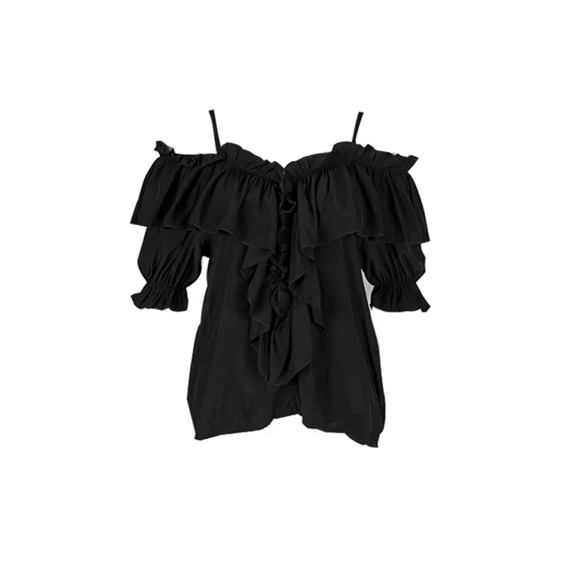 White Office Lady Elegant Lantern Sleeve Surplice Peplum Off the Shoulder Solid Blouse Autumn Sexy Women Tops And Blouses F20 | Женская