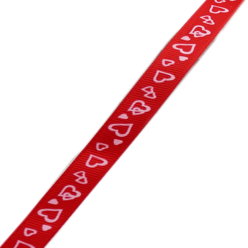 Red 3/" 9 мм Печатная корсажная лента Экологически чистая горошек сердце Геометрическая DIY Подарочная коробка ремесла декоративная обертка - Цвет: Red