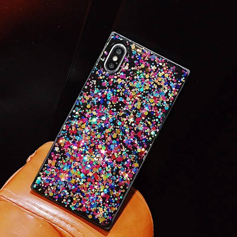 Роскошный цветной чехол в горошек с блестками для iphone X XR XS MAX мягкий из ТПУ 7 8 Plus