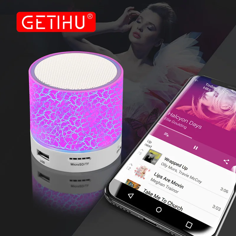 GETIHU беспроводной портативный Bluetooth динамик мини светодиодный музыкальный аудио TF USB FM стерео звук динамик для телефона Xiaomi Колонка для компьютера