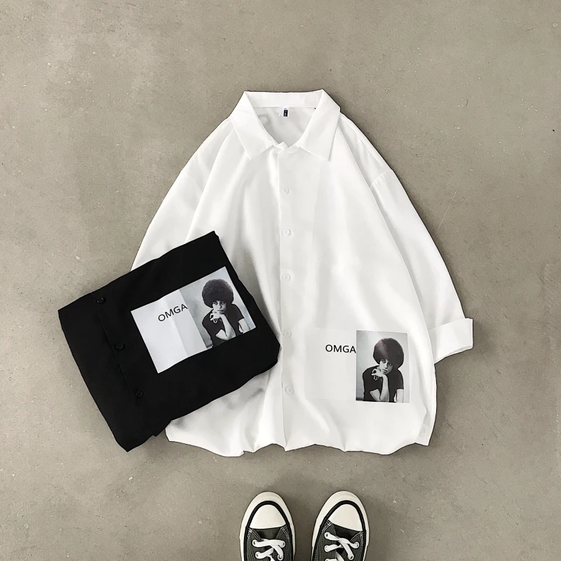 Новинка Осень 2019 мужская Свободная Повседневная рубашка в Корейском стиле для