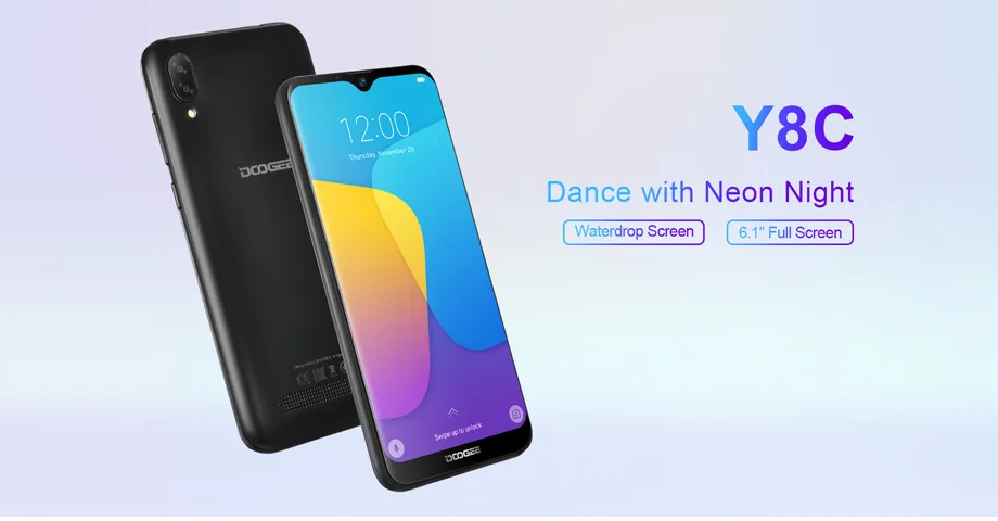 DOOGEE Y8C Android 8,1 6,1 дюймов 19:9 смартфон MTK6580 1 ГБ ОЗУ 16 Гб ПЗУ 3400 мАч две sim-карты 8 Мп+ 5 Мп экран капли воды мобильный телефон