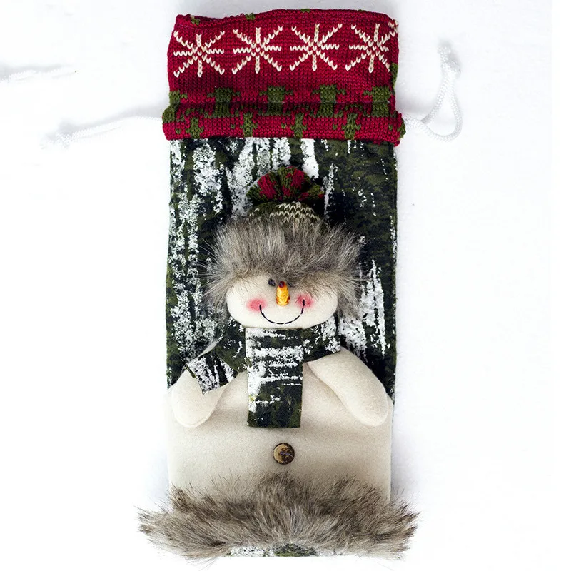 snowman 1 Рождественский Декор для дома, Рождественский винный чехол для бутылки с Санта Клаусом, оленем, бутылка, одежда для кухни, Новогоднее украшение - Цвет: snowman 1